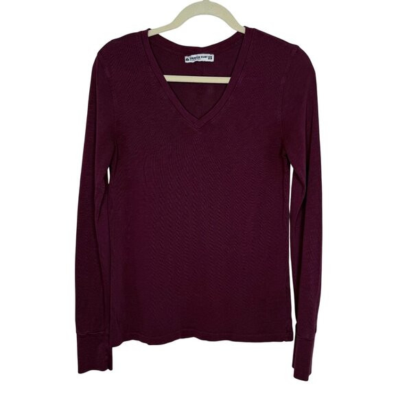 American Giant Merlot V-Neck Men’s Supima Cotton Long Sleeve‎ Tee, XS - Picture 1 of 6